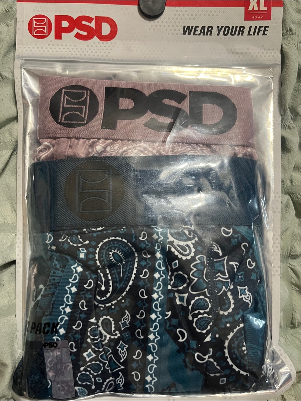 PSD Men's Boxer Brief 2-Pack - Teal Paisley & Mauve Waistband